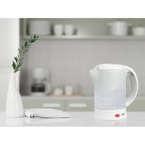 Lafe Scandi Hervidor eléctrico, turista, 600W, capacidad 0,6l, 2 tazas, 2 cucharas, blanco