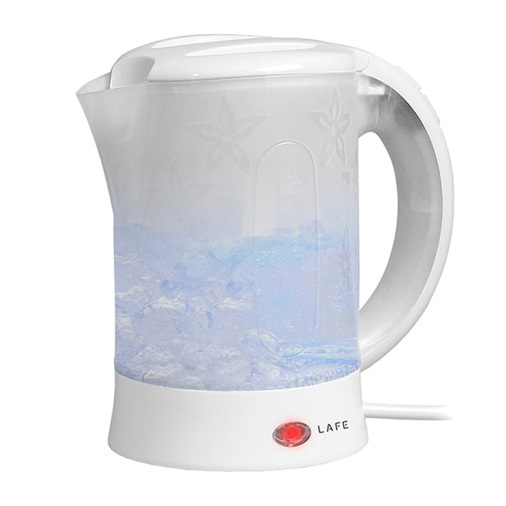 Lafe Scandi Hervidor eléctrico, turista, 600W, capacidad 0,6l, 2 tazas, 2 cucharas, blanco