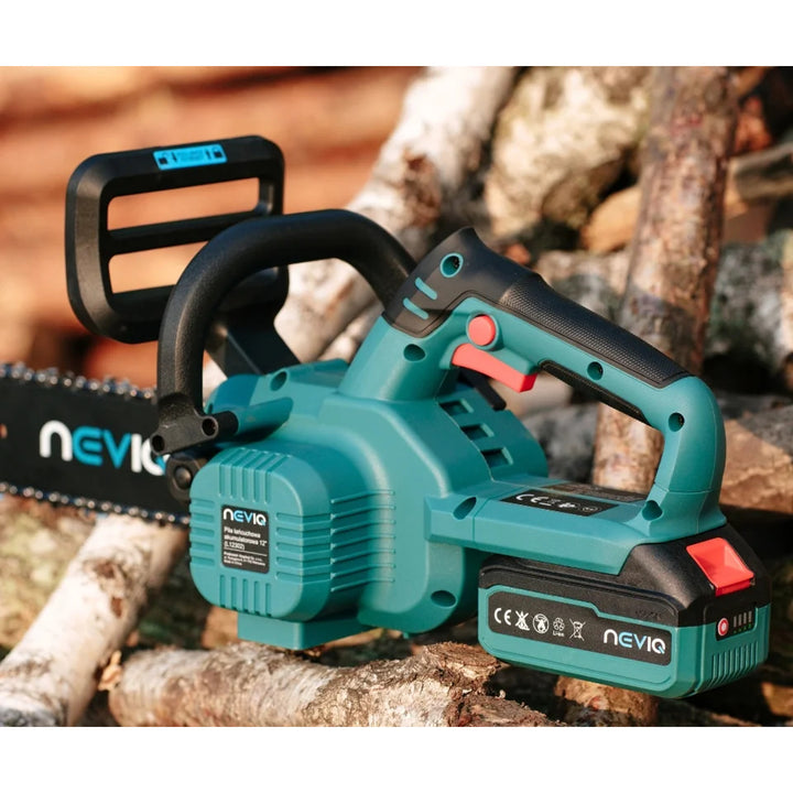 Motosierra sin cable NEVIQ, barra de 12'', 1000W, motor sin escobillas, L12302