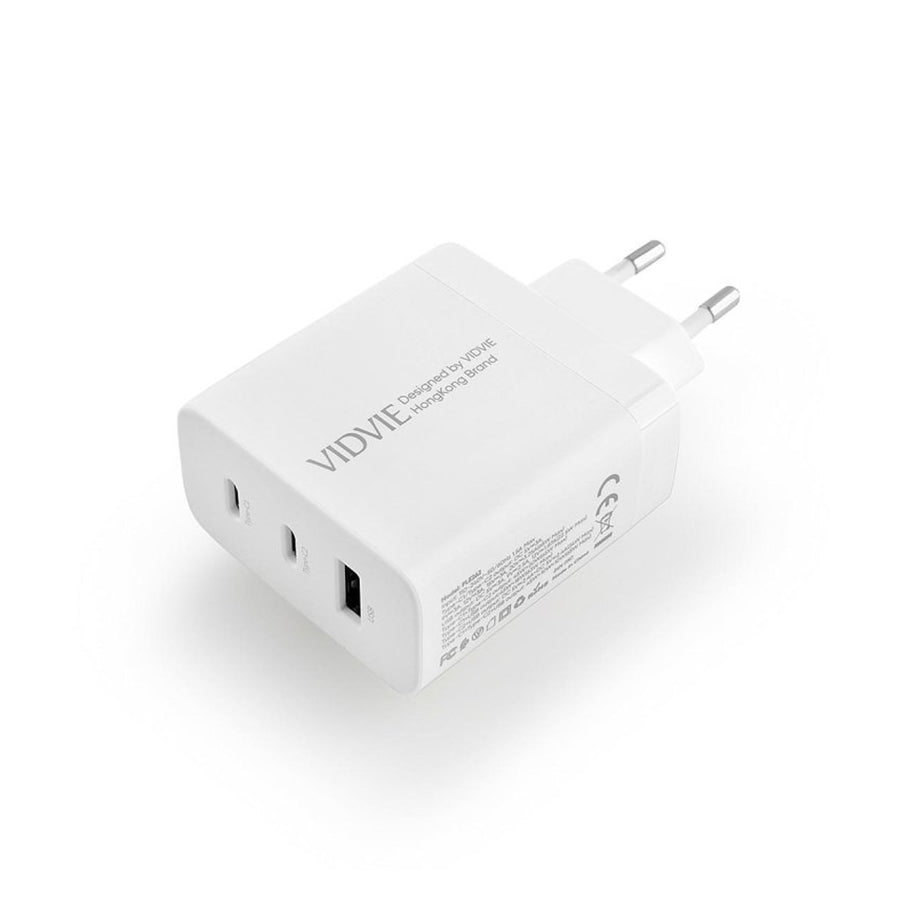 Cargador de red VIDVIE, 3A, 65W, 2x USB-C, 1x USB, cable USB-C/USB-C, PLE262