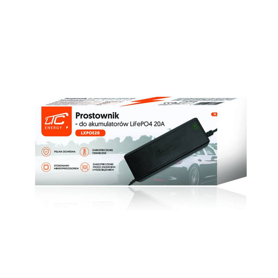 LTC Energy LiFePO4 Rectificador de batería, BMS, 20A, 230/14,6V, 300W de potencia, protecciones incorporadas, LXPOE20