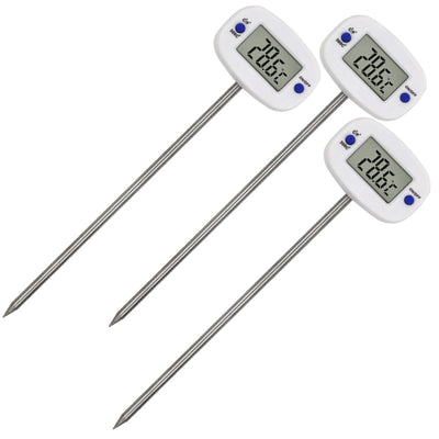 Termómetro/sonda para alimentos, VerdeAzul, longitud de la sonda 15 cm, rango de temperatura -50°C a +300°C., precisión 0,1°C, GB382, 3 piezas