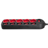 Regleta Maclean, cable alargador de 5 tomas, con interruptores, 250VAC/10A, 1,5m, MCE204, 2 unidades