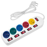 Regleta Maclean, cable alargador de 5 tomas, con interruptores, 250VAC/10A, 1,5m, MCE204 M/W, 2 unidades