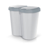 Papelera Compacta B Duo, gris/gris ceniza, capacidad 40L, un compartimento, dos tapas, versión para montaje en pared, NDBS40-429U_427C