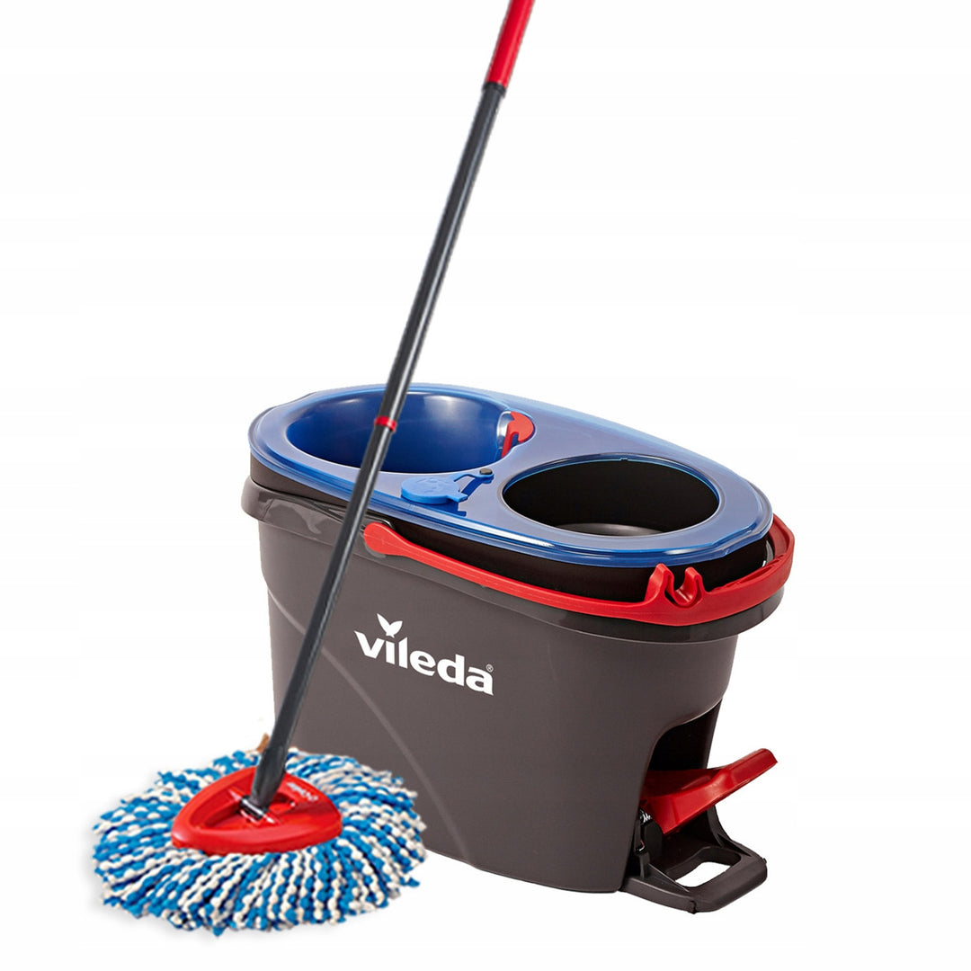 Mopa rotativa Vileda, dos cámaras, sistema de centrifugado, barra plegable, fácil limpieza de esquinas, turbo H2prO + 2 cartuchos extra