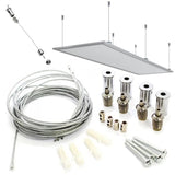 Kit de montaje en techo para tubos radiantes Cronos, longitud del cable 1 m, en acero inoxidable