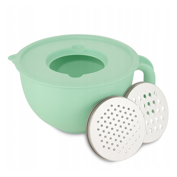 Práctico bol de cocina, plástico, 2 ralladores de acero, menta, 5612066512