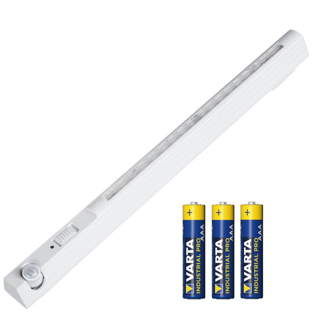 Lámpara LED Maclean, con sensor móvil, gancho, ON/OFF/AUTO, temp. 4000K, alcance 3m, MCE235 + 3x pilas alcalinas Varta Industrial AAA