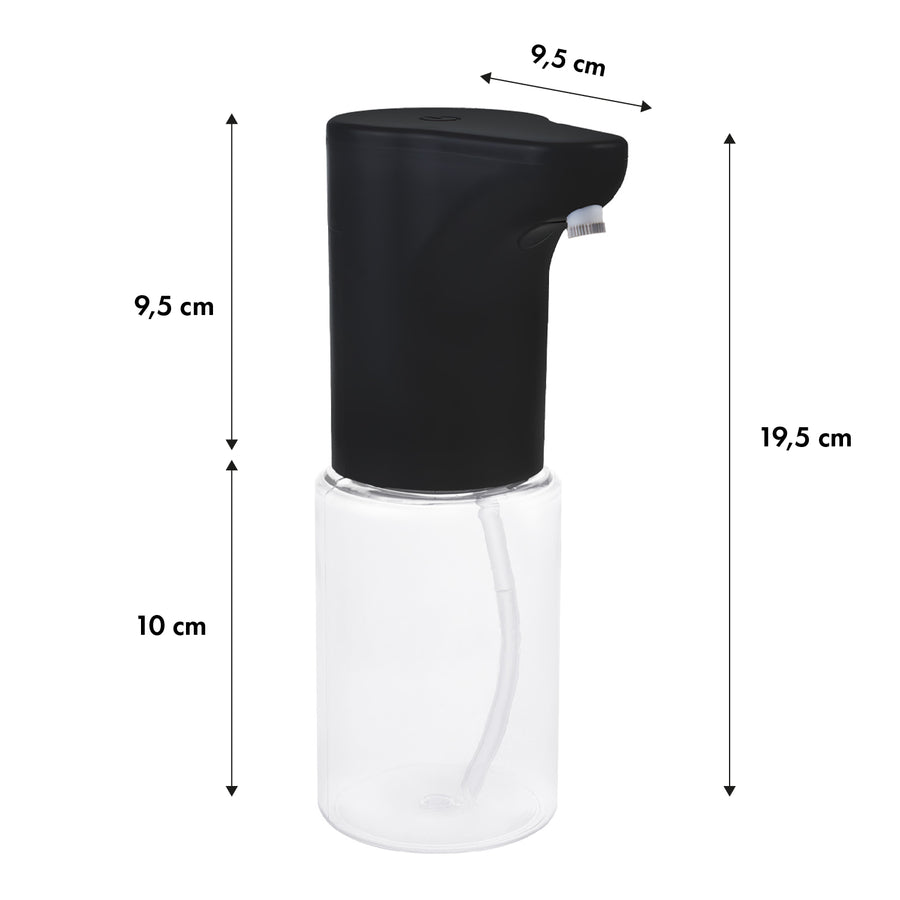 Dispensador automático Promedix, contenedor dispensador para jabones líquidos, líquidos desinfectantes, 300ml, negro, PR-540 B + 4 pilas AA Varta Industrial