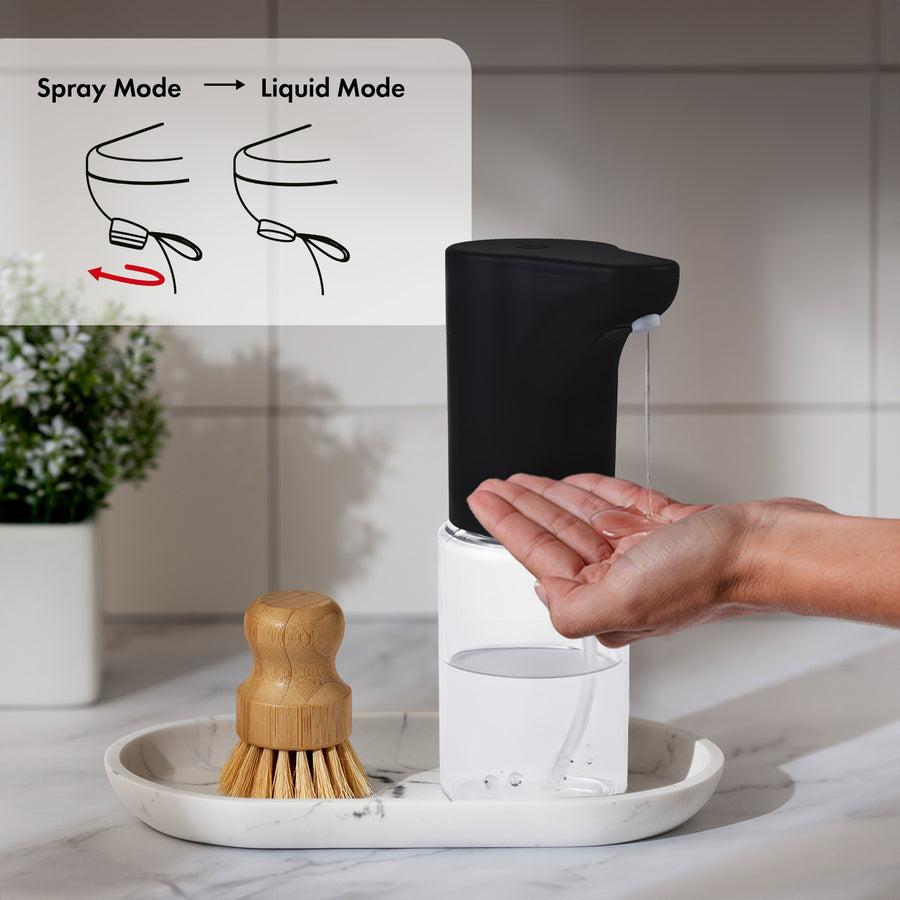 Dispensador automático Promedix, contenedor dispensador para jabones líquidos, líquidos desinfectantes, 300ml, negro, PR-540 B + 4 pilas AA Varta Industrial