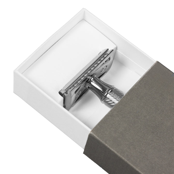 Navaja tradicional, hoja de afeitar, latón cromado, MÜHLE R89