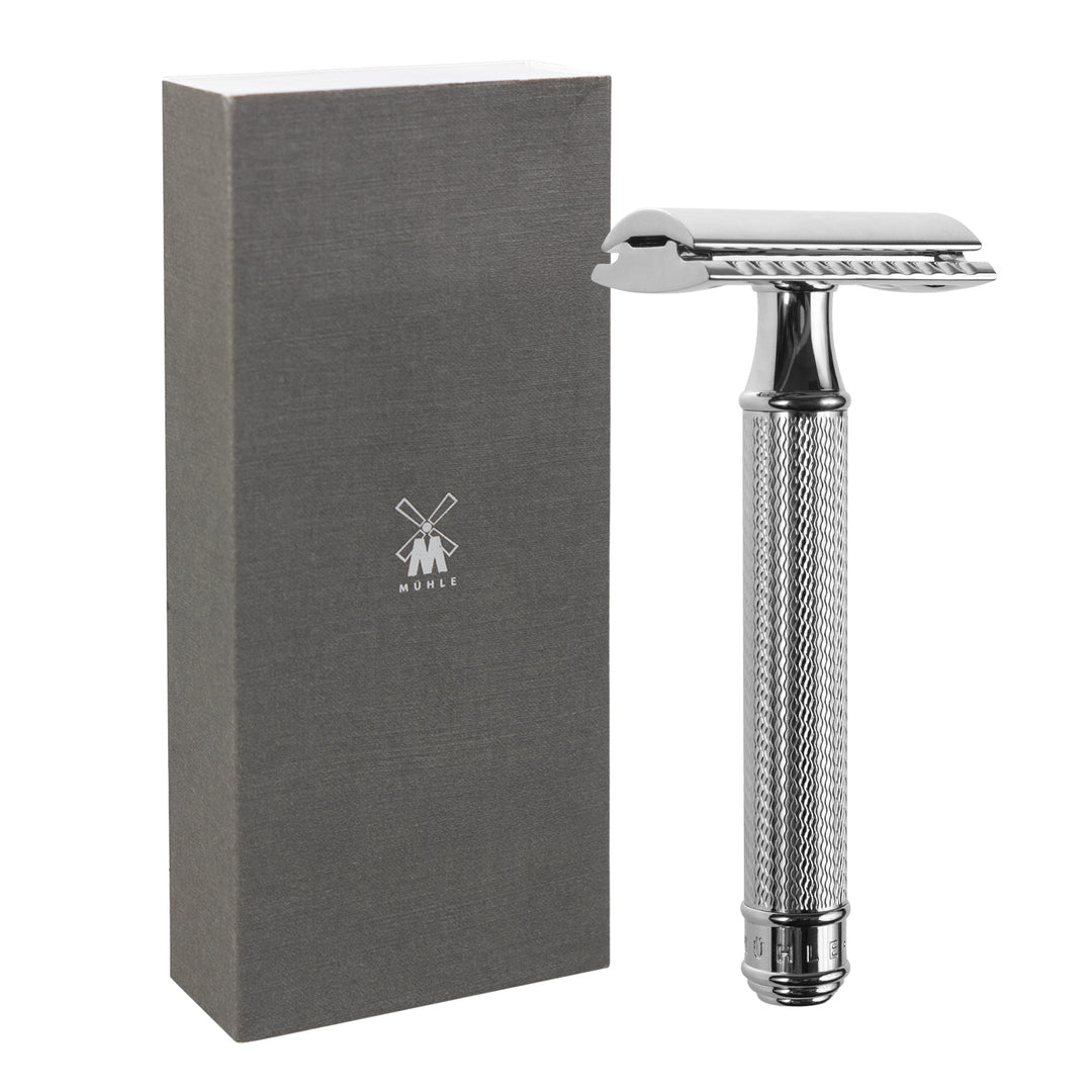 Navaja tradicional, hoja de afeitar, latón cromado, MÜHLE R89