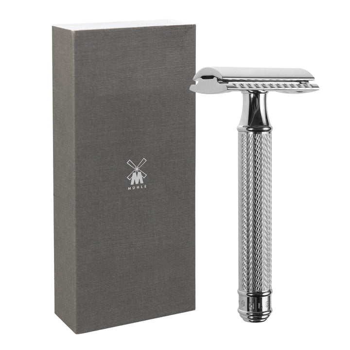 Navaja tradicional, hoja de afeitar, latón cromado, MÜHLE R89