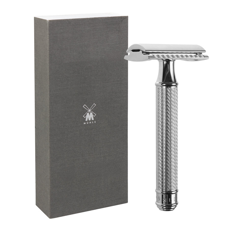 Navaja tradicional, hoja de afeitar, latón cromado, MÜHLE R89
