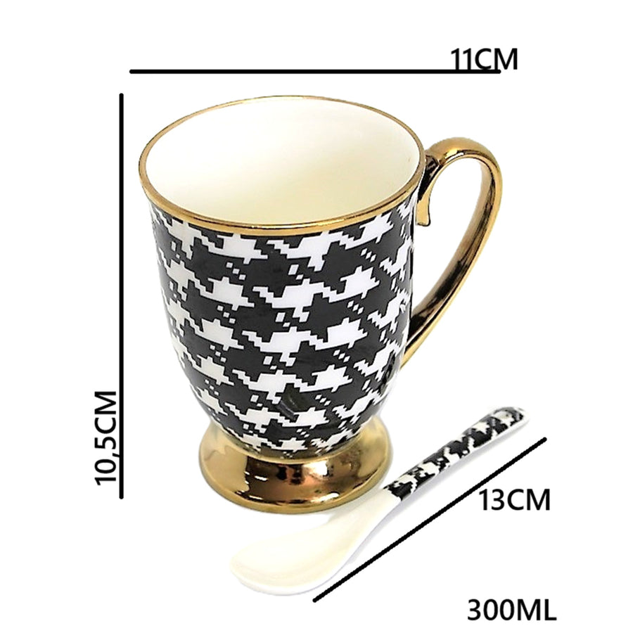 Taza Pepite Oro Mango Base Cuchara Porcelana Exclusiva, Reina Isabel