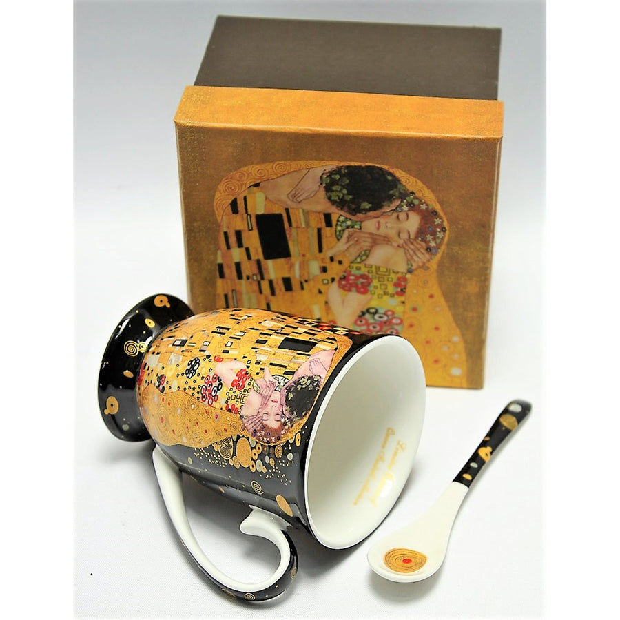 Taza de porcelana Reina Isabel con cuchara, motivo Klimt Kiss, 300ml, W9KL338-09121