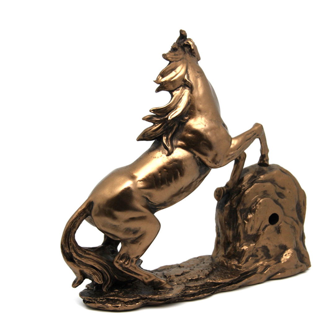 Estatuilla de caballo trepador, reloj, escultura de bronce, números romanos, Reina Isabel