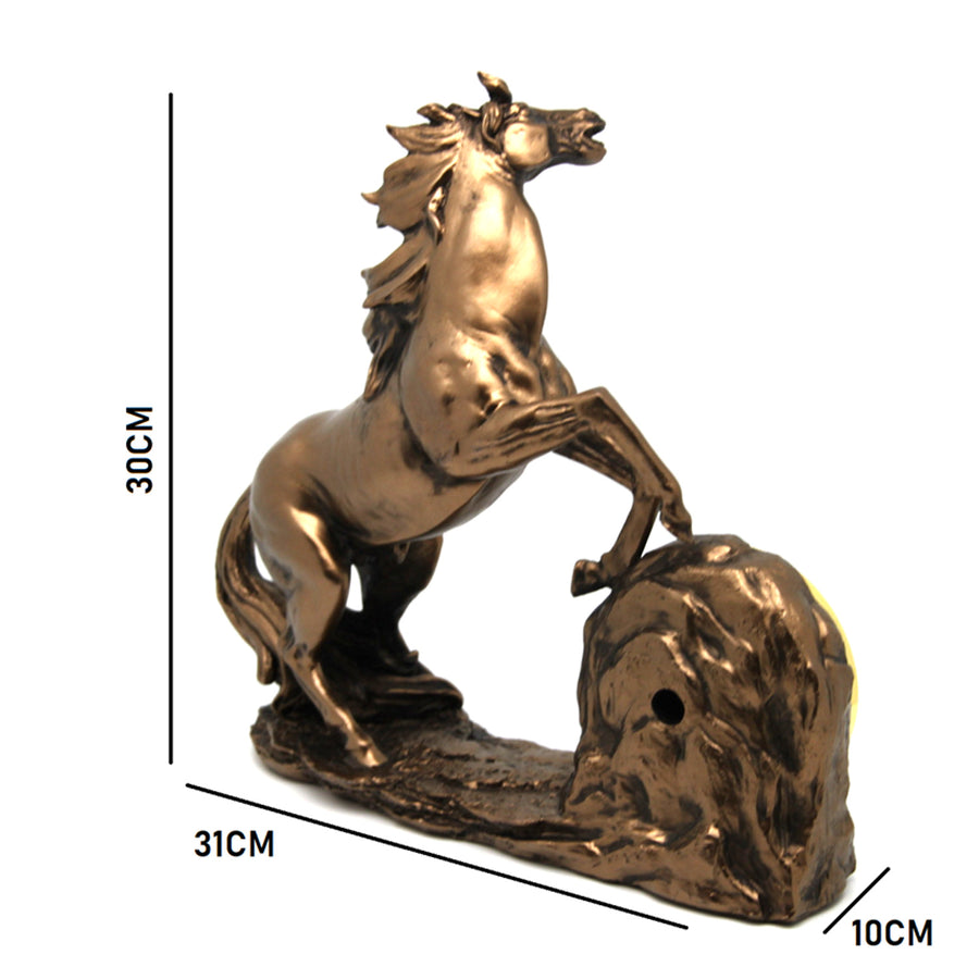 Estatuilla de caballo trepador, reloj, escultura de bronce, números romanos, Reina Isabel