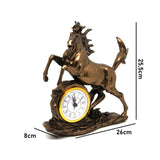 Estatuilla caballo saltando, reloj, decoración bronce, Reina Isabel