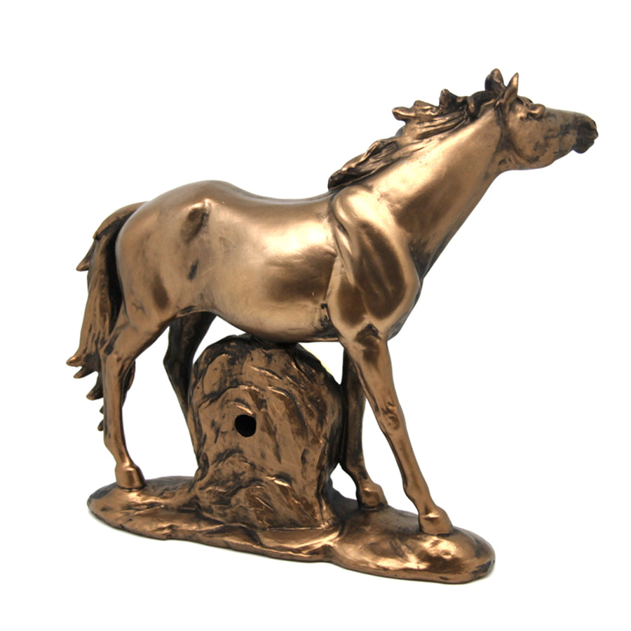 Estatuilla de caballo de pie, reloj, escultura decorativa de bronce, Reina Isabel