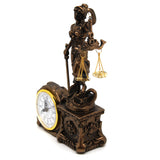 Figurilla de Temis con balanza y espada, reloj, decoración de bronce, Reina Isabel
