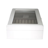Joyero, madera, blanco, organizador, compartimentos, tapa de cristal, Reina Isabel