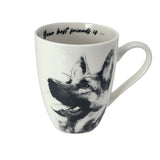 Taza de porcelana Reina Isabel, Pastor alemán, 350ml, Q1-05232