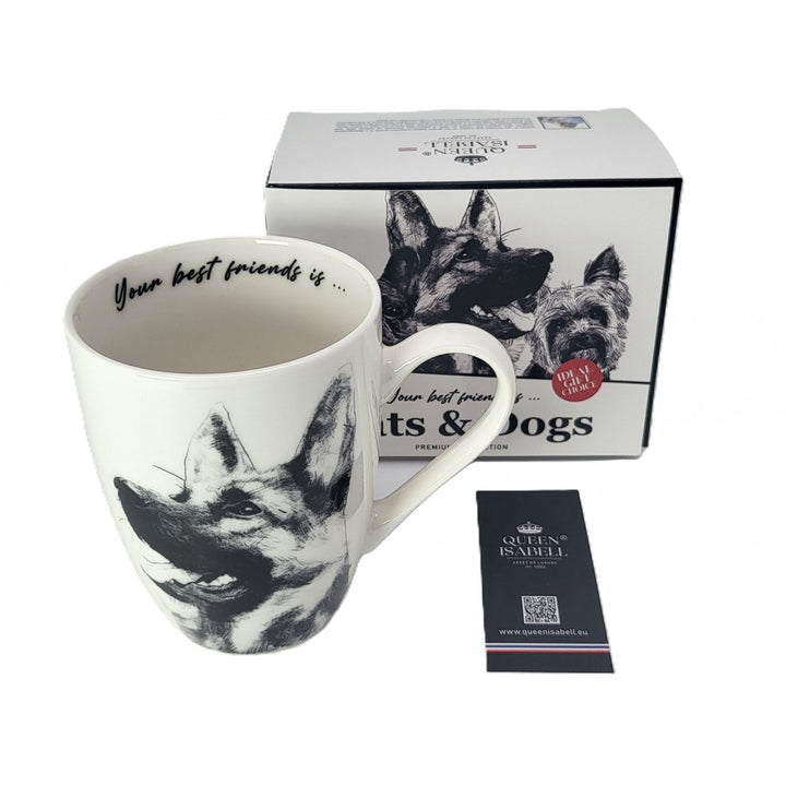 Taza de porcelana Reina Isabel, Pastor alemán, 350ml, Q1-05232