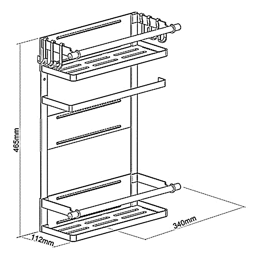 Estante magnético Maclean para frigorífico/lavadora, negro, 12 kg máx., MC-910, 2 piezas