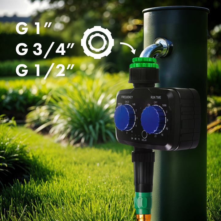Controlador electrónico de riego GreenBlue, programador, fuente de alimentación 2x 1,5V AA, GB391 + 2x pilas alcalinas Varta Industrial AA