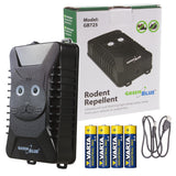 Ahuyentador de roedores y martas GreenBlue GB725 con ultrasonidos y LED + 4 pilas AA Varta Industrial