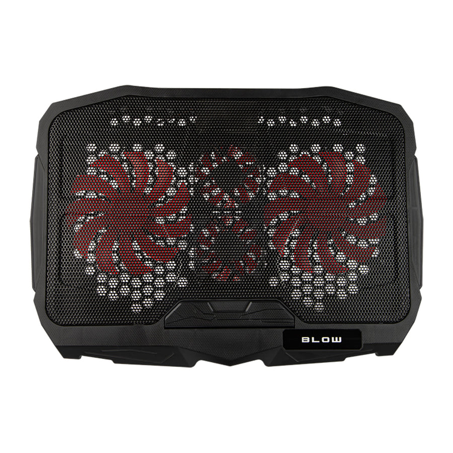Soporte de refrigeración para portátil Blow Hurricane, cuatro ventiladores, iluminación roja, concentrador USB integrado