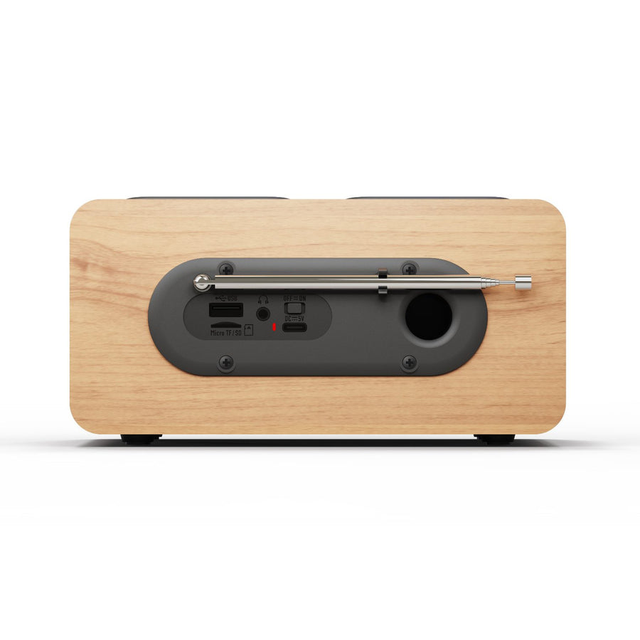 Radio portátil Blaupunkt, radio digital DAB+ y sintonizador FM, Bluetooth, salida de auriculares, reproductor USB y microSD, pantalla LCD, función de reloj y alarma, alimentada por batería recargable USB-C, DR10CR