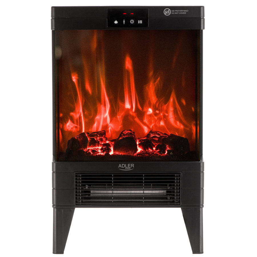 Chimenea eléctrica LED con mando a distancia, 2 potencias de calefacción 1000W/2000W, termostato, Adler AD 7755