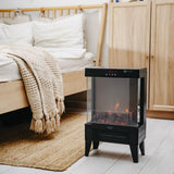 Chimenea eléctrica LED con mando a distancia, 2 potencias de calefacción 1000W/2000W, termostato, Adler AD 7755
