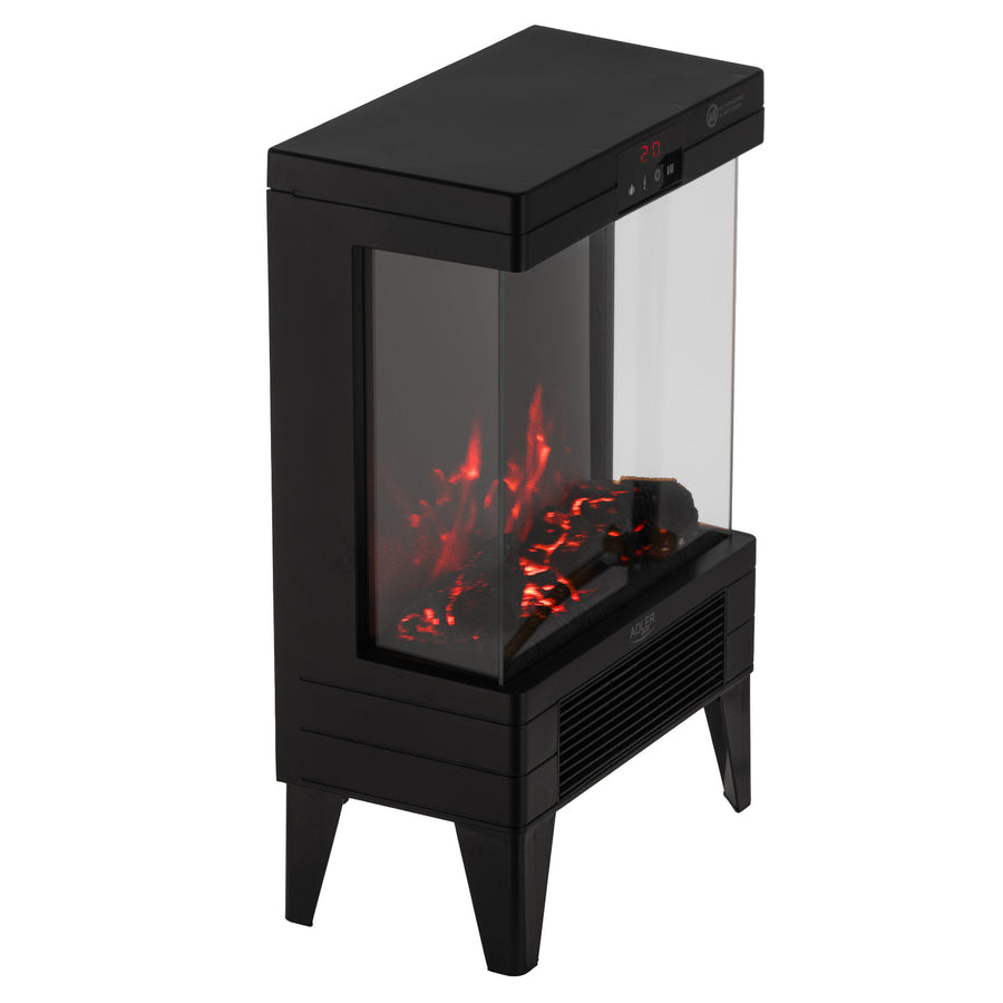 Chimenea eléctrica LED con mando a distancia, 2 potencias de calefacción 1000W/2000W, termostato, Adler AD 7755