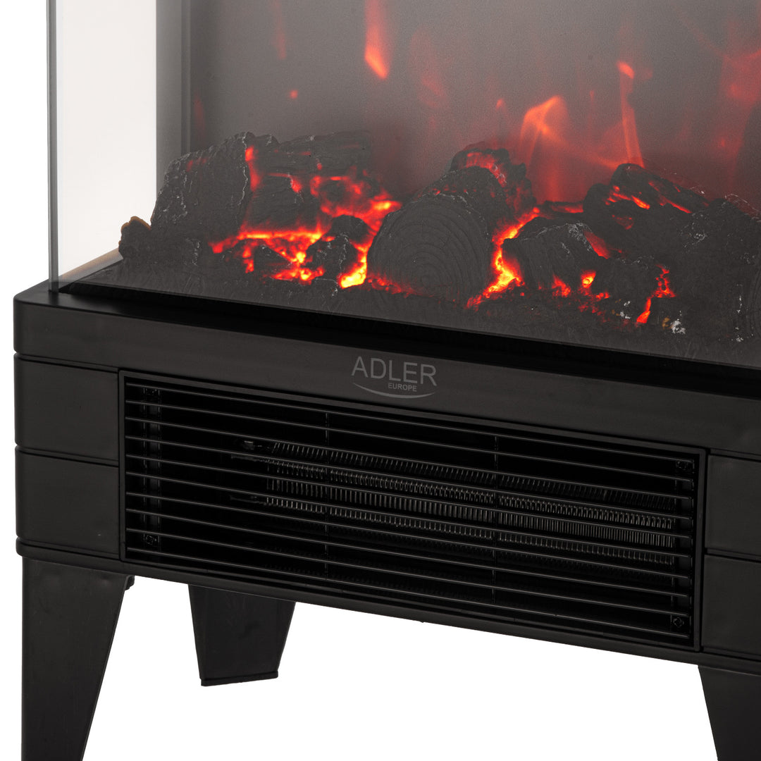 Chimenea eléctrica LED con mando a distancia, 2 potencias de calefacción 1000W/2000W, termostato, Adler AD 7755