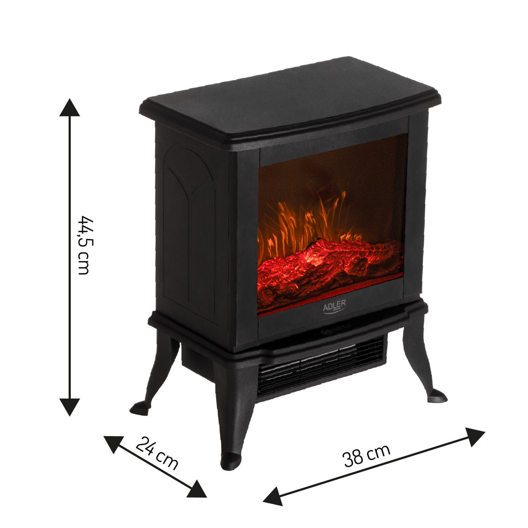 Chimenea eléctrica Adler, 2 niveles de calefacción, potencia máx. 1800W, termostato, efecto llama 3D, AD 7754