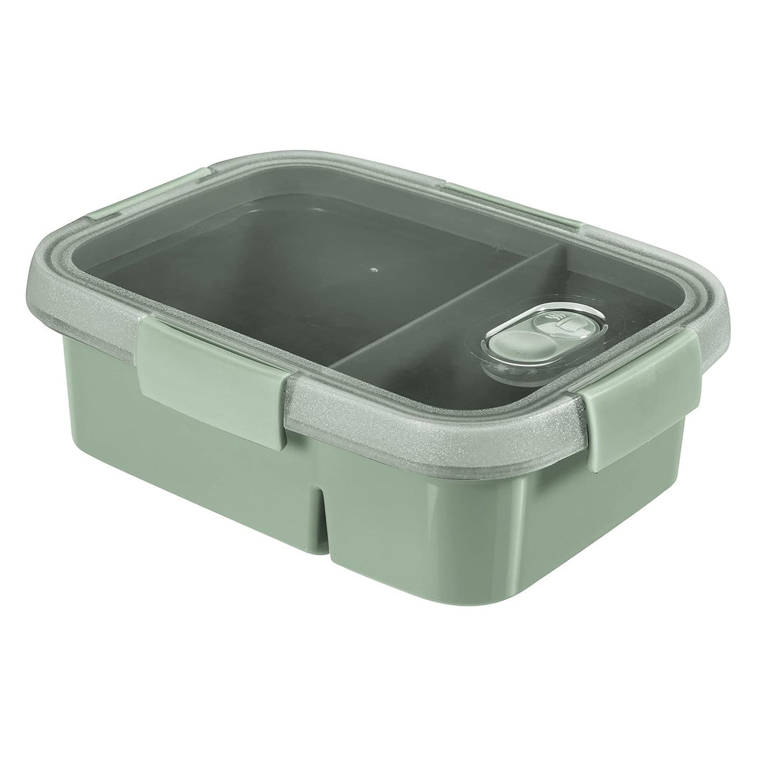 Recipiente para alimentos Dual Curver, tapa a prueba de fugas, válvula en la tapa, 100% reciclado, se puede utilizar en el microondas, dos compartimentos 0,6L + 0,3L, 250000