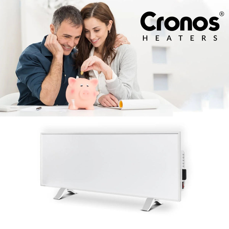 Calefactor por infrarrojos Cronos, 330W, blanco, antialérgico, ultrafino, superficie mate, calienta una superficie de hasta 12m2, Synthelith PRO CRP-330TWP Blanco