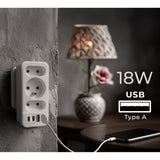 Toma de corriente x3 + 4xUSB Maclean, divisor de 3 tomas, 2xUSB A, 2xUSB C PD 20W, 1x16A + 2x6A, MCE248 F/W, 2 piezas