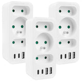 Toma de corriente x3 + 4xUSB Maclean, divisor de 3 tomas, 2xUSB A, 2xUSB C PD 20W, 1x16A + 2x6A, MCE248 F/W, 3 piezas