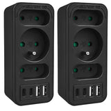 Toma de corriente x3 + 4xUSB Maclean, divisor de 3 tomas, 2xUSB A, 2xUSB C PD 20W, 1x16A + 2x6A, MCE248 F/B, 2 unidades