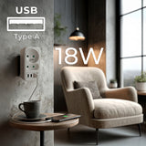 Toma de corriente Maclean x2 + 4xUSB, divisor con 2 tomas, 2xUSB A, 2xUSB C PD 20W, 1x16A + 1x6A, MCE249 F/W, 2 piezas