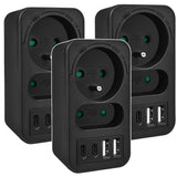 Toma de corriente Maclean x2 + 4xUSB, divisor con 2 tomas, 2xUSB A, 2xUSB C PD 20W, 1x16A + 1x6A, MCE249 F/B, 3 piezas