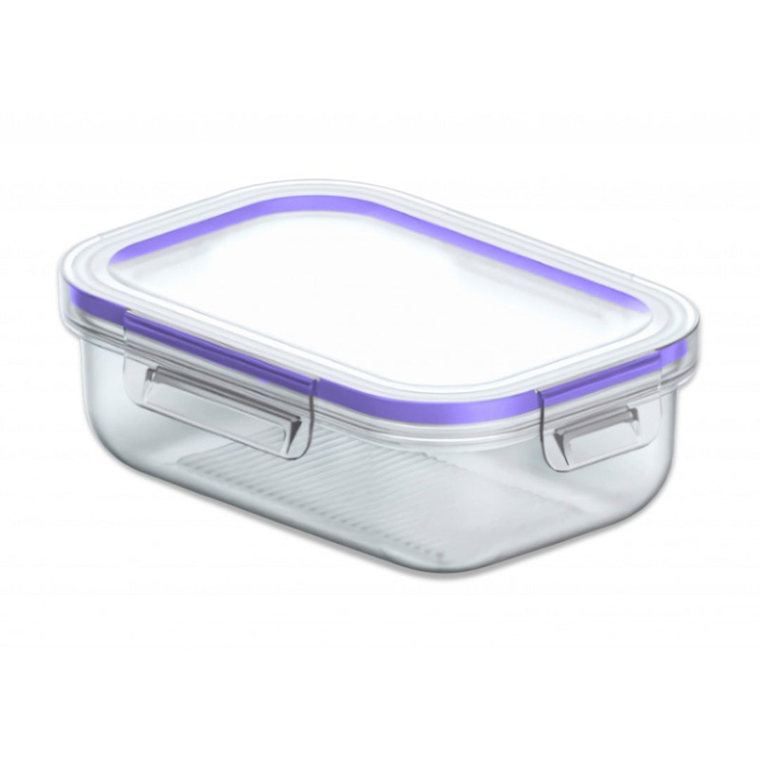 Práctico contenedor de alimentos, capacidad 0,6 l, tapa con clips