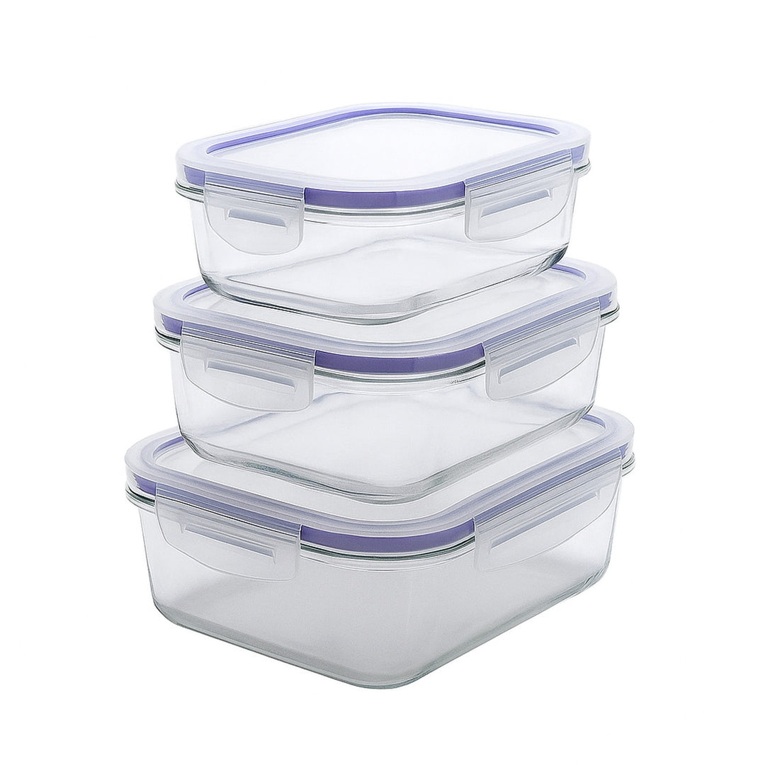 Juego de 3 recipientes Practic para alimentos, capacidad 0,6, 1 y 2 l, tapas con clips