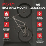 Soporte de pared para bicicletas Maclean, carga máxima de 35 kg, ángulo de inclinación ajustable, acero, MC-171