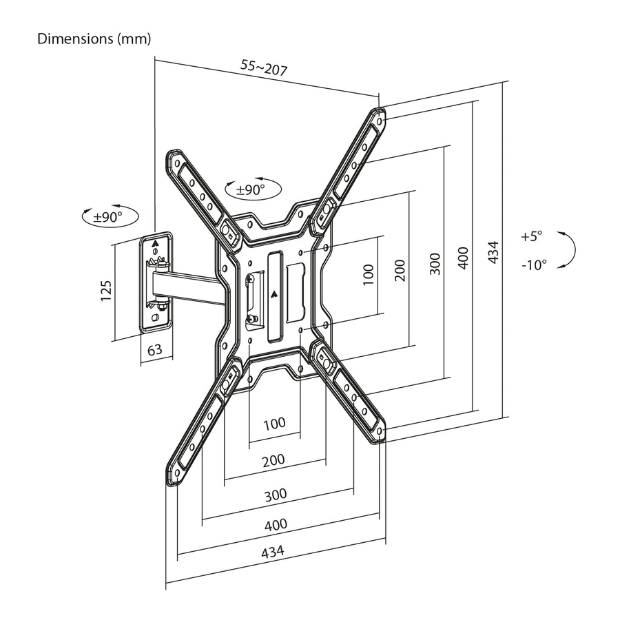Soporte / colgador para TV o monitor Maclean, máx. 23-65", carga máxima de 30 kg, universal, VESA máx. 400x400, MC-758 N
